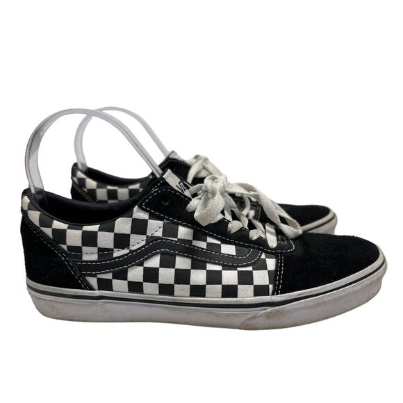 Vans Old Skool Black/White Suede Checkered Low Top Canvas Sneakers Youth 6